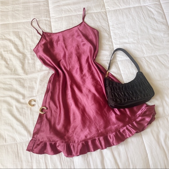 Vintage Dresses & Skirts - Pink Satin Slip Dress